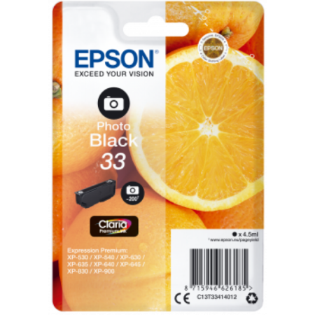 Tinteiro Epson 33 Preto Fotográfico Original Série Laranjas (C13T33414012)
