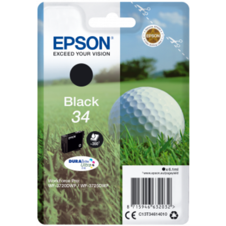 Tinteiro Epson 34 Preto Original Série Bola de Golfe (C13T34614010)