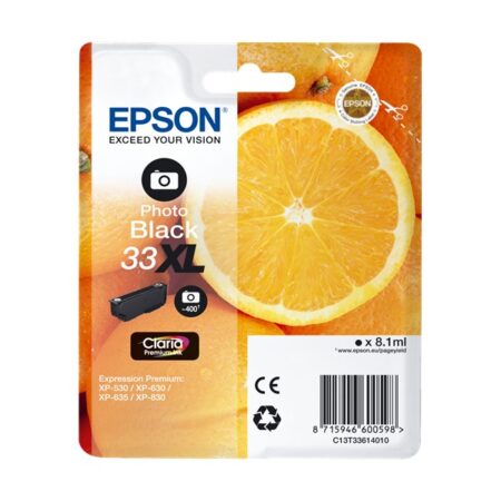 Tinteiro Epson Original 33XL Preto Photo, T3361