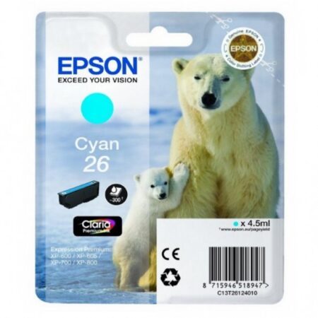 Tinteiro Epson 26 Azul Original Série Urso (C13T26124010)