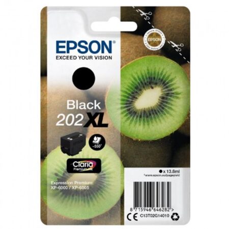 Tinteiro Epson 202 XL Preto Original Série Kiwi (C13T02G14010)